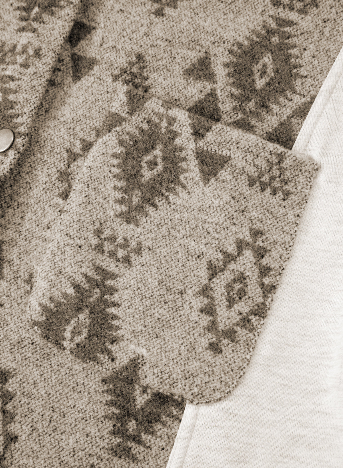 Western Aztec Print Patchwork Drawstring Hooded Shacket - eAura