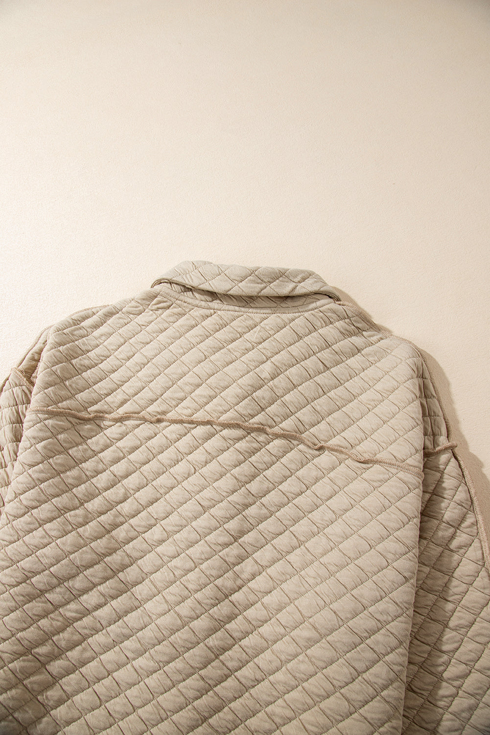 Jet Stream Solid Colour Quilted Puffer Buttoned Shacket eAura
