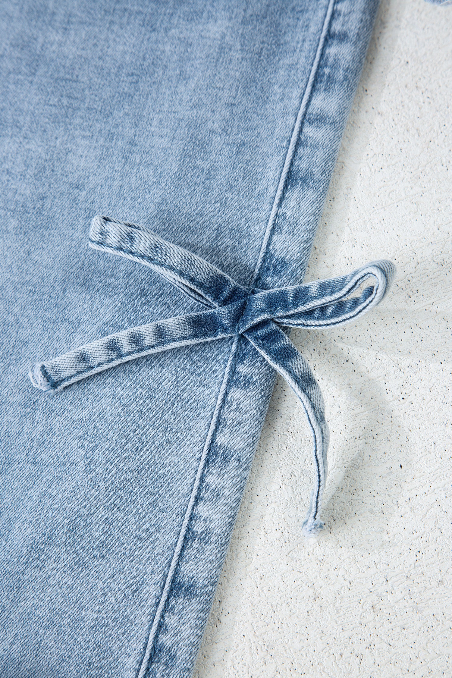 Bow Knot Side Detail Straight Leg Loose Jeans - Bottoms/Jeans