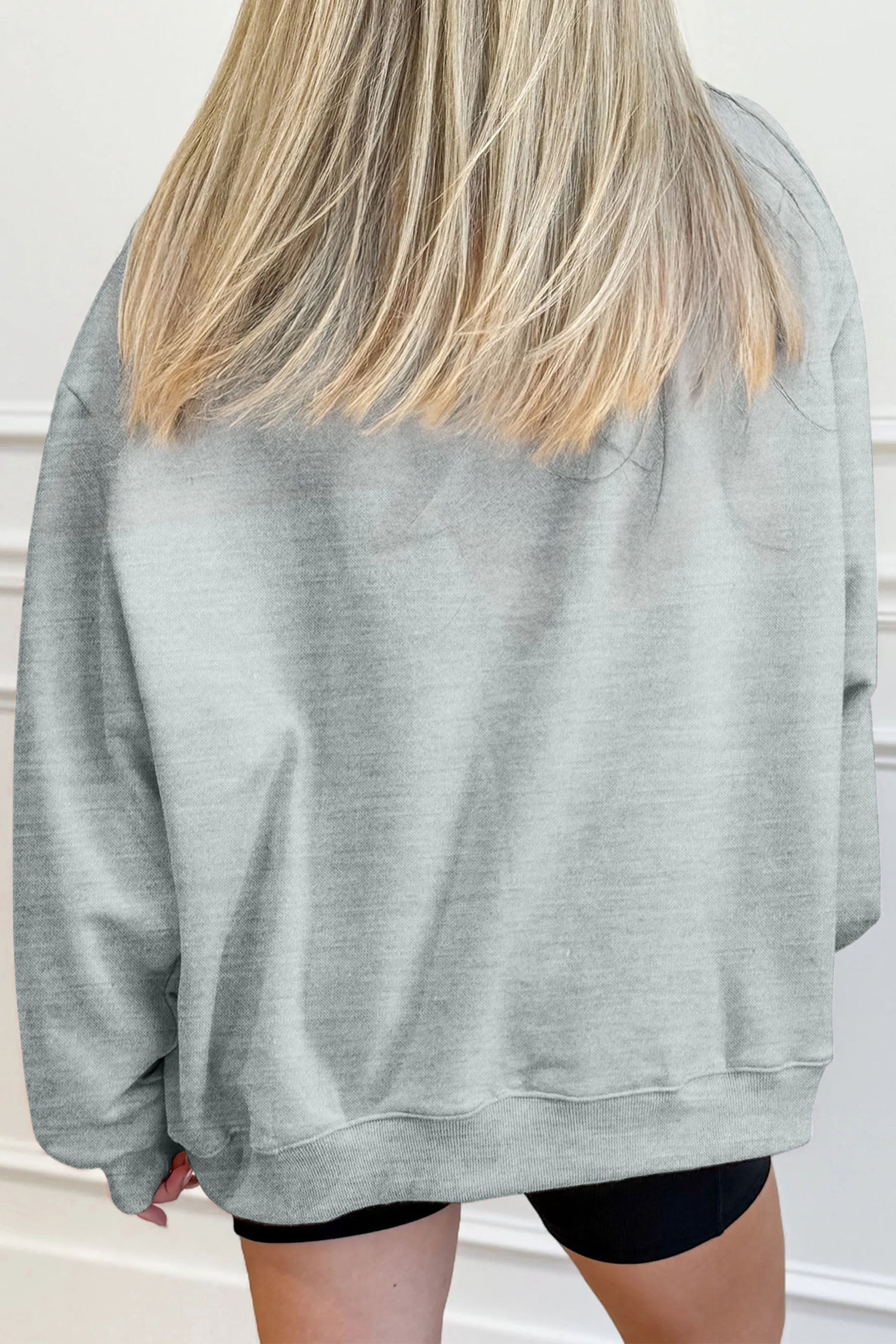 Exposed Seam Mock Neck Western Print Duck Sweatshirt – Gray