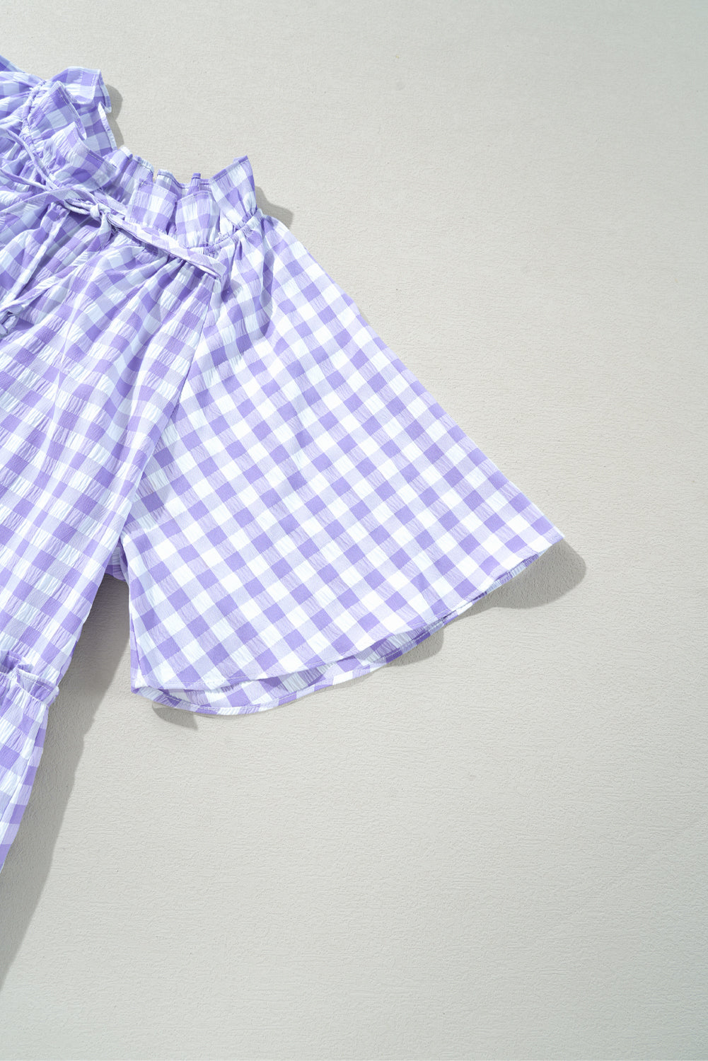 Lavendula Plaid Ruffle Wide Short Sleeve Babydoll Mini Dress eAura