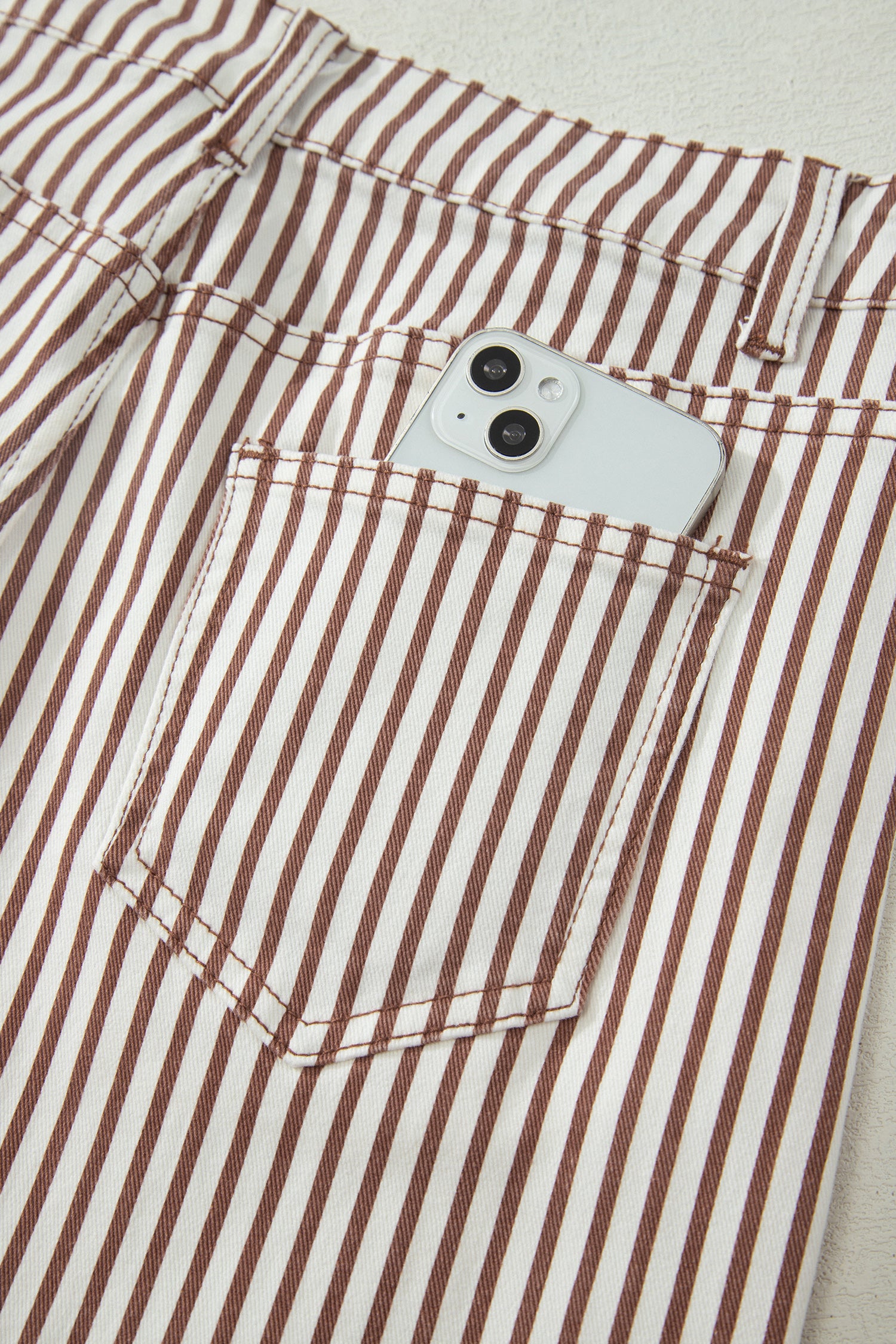 Striped Barrel Jeans – Brown, Khaki & Sky Blue