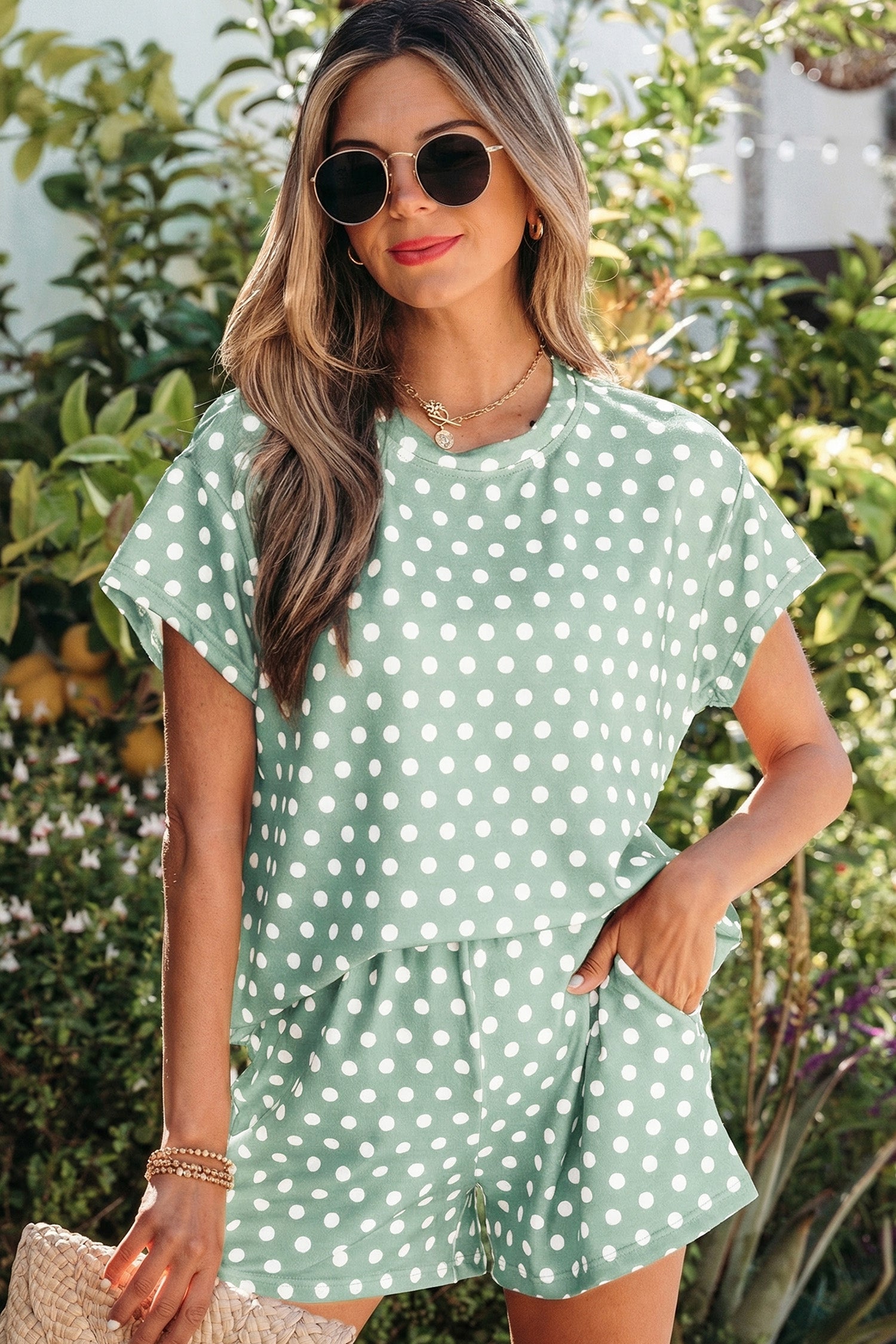 Polka Dot Print Co-ord Short Set