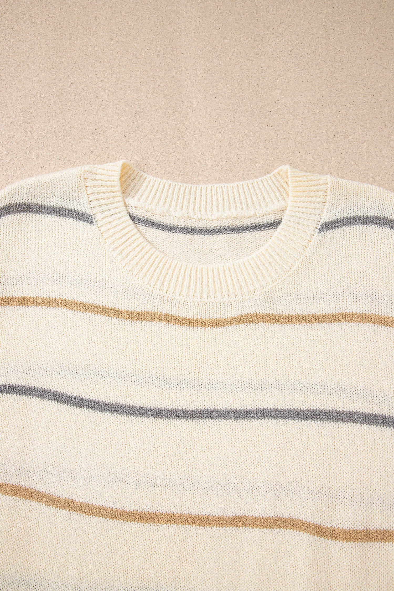 Multicolour Striped Print Drop Shoulder Shift Sweater Mini Dress - eAura