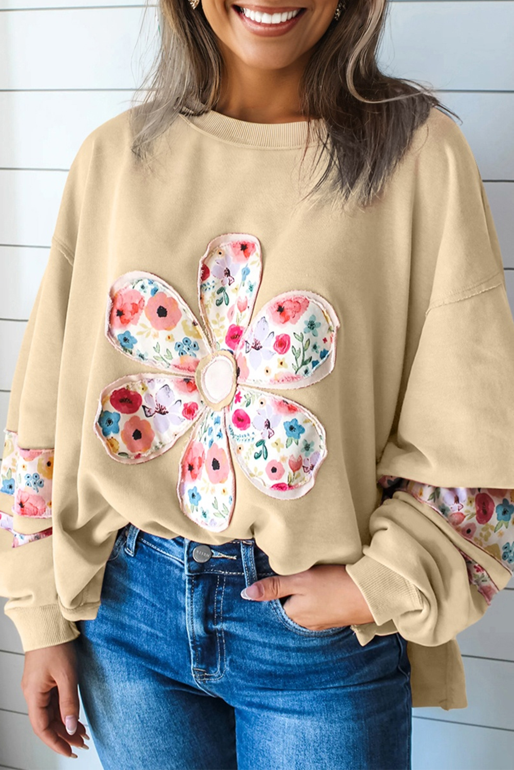 Floral Oversize Pullover Sweatshirt - eAura
