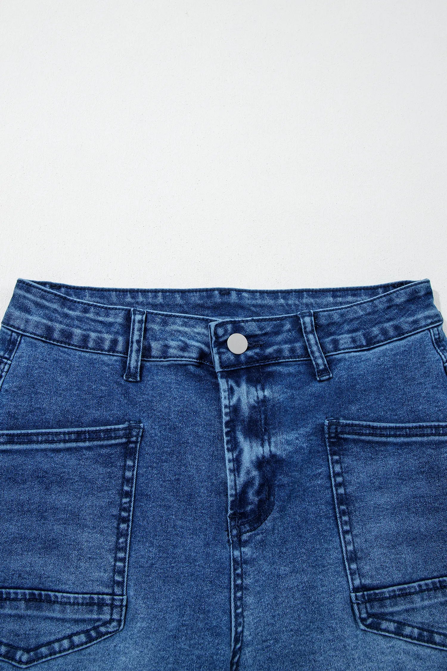 Sail Blue Frayed Cropped Barrel Jeans