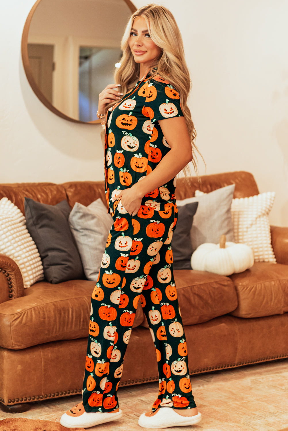 Halloween Pattern Short Sleeve Shirt Pyjama Set eAura