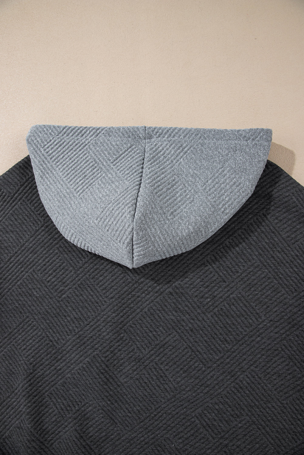 Pink Textured Colour Block Kangaroo Pocket Drop Shoulder Hoodie eAura