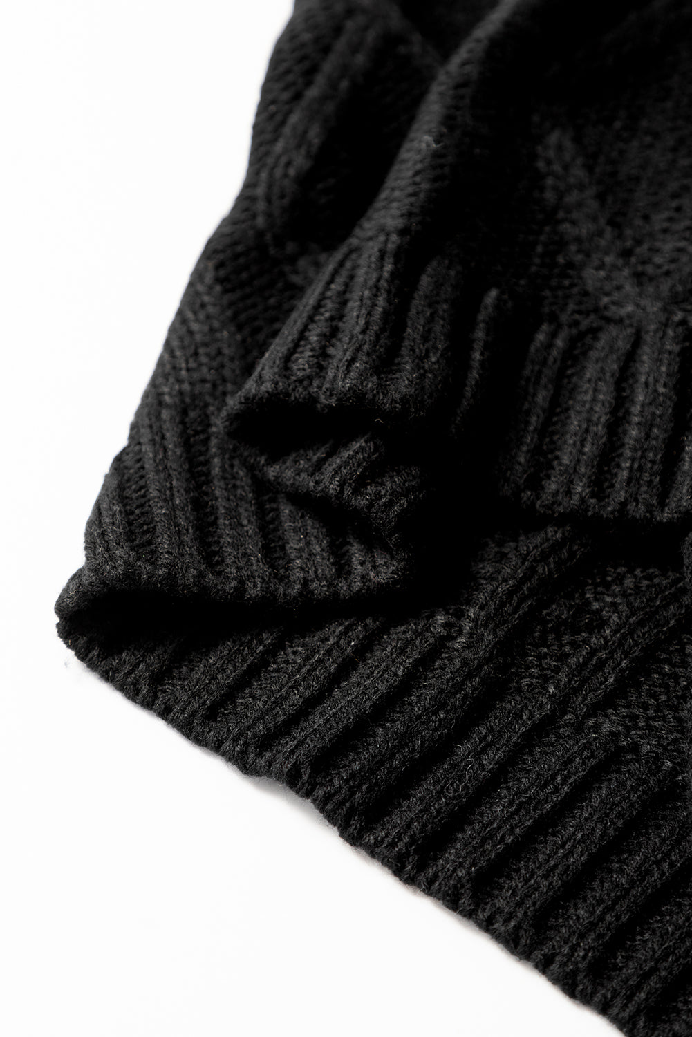 Black Cable Knit Colourblock Satin Bowknot Short Sleeve Sweater eAura