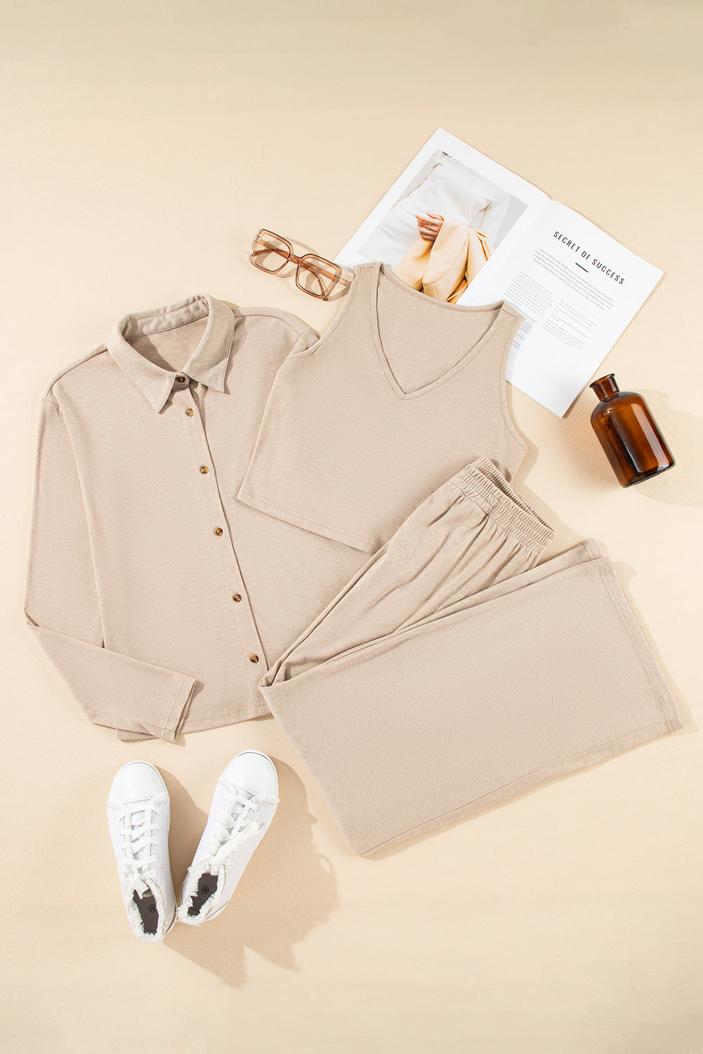 Oatmeal 3-Piece Cozy Knit Pyjama Set eAura