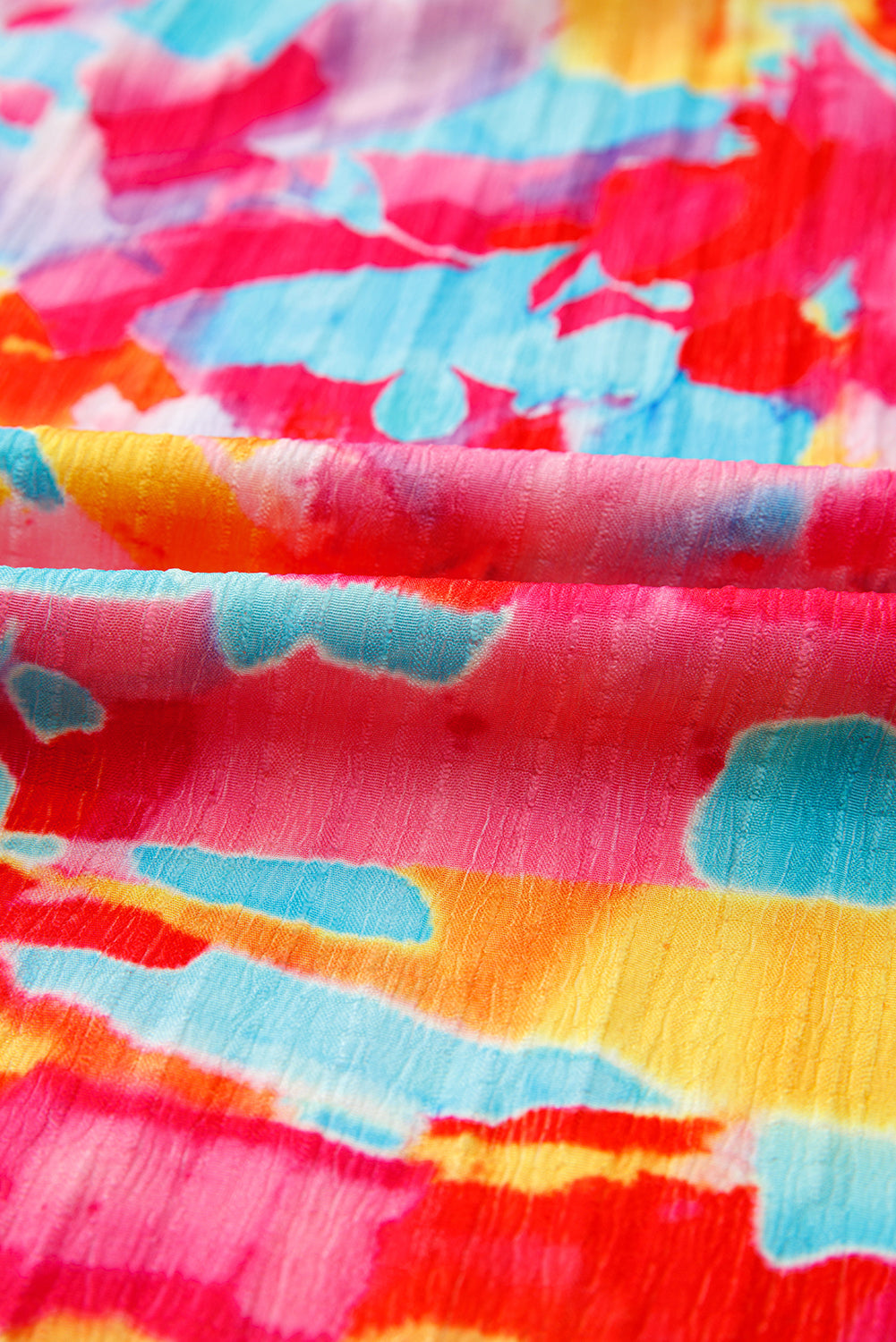 Abstract Print Puff Sleeve Square Neck Smocked Bust Tied Back Dress - eAura