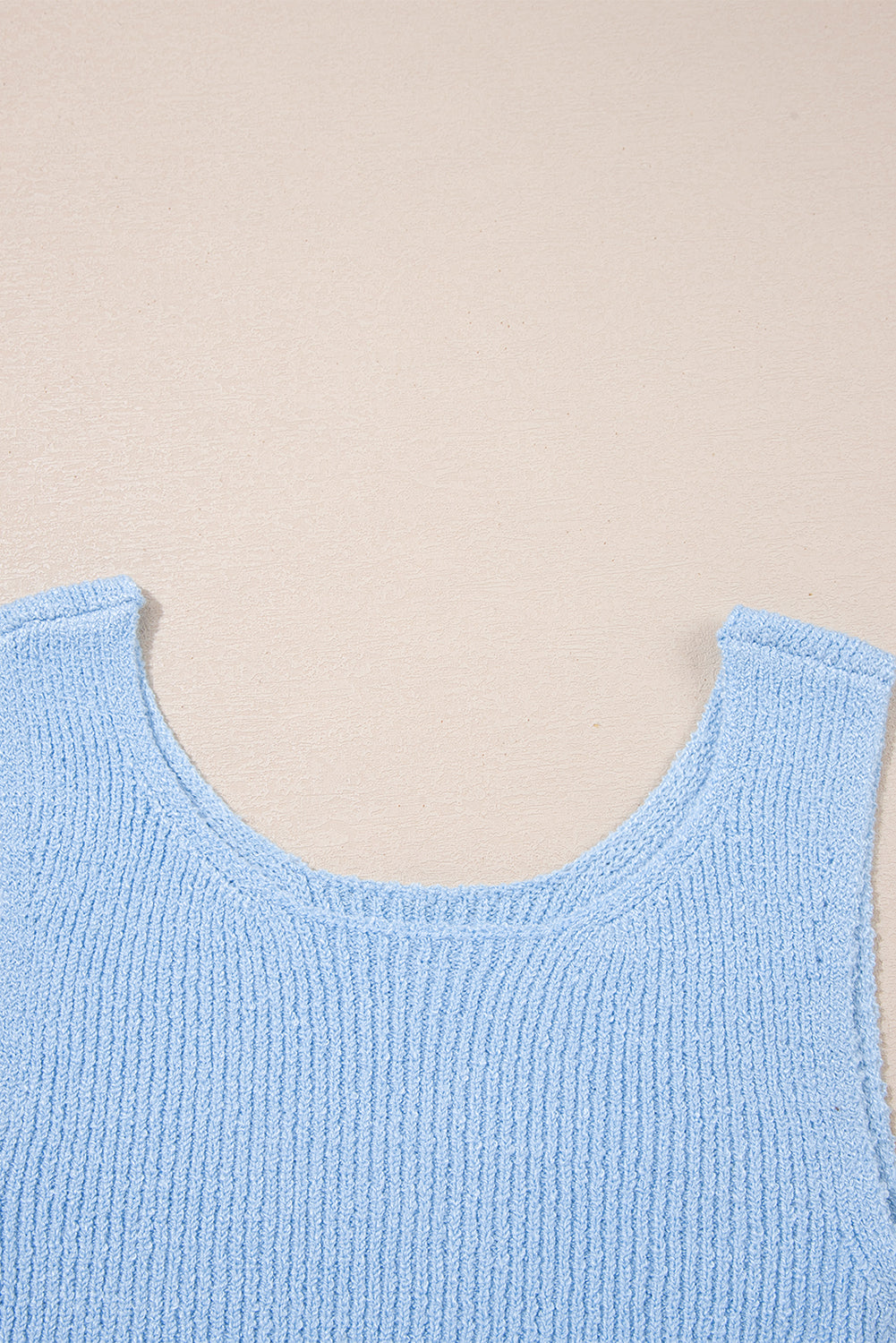 Beau Blue Horizontal Ribbing Patchwork Swing Sweater Tank eAura