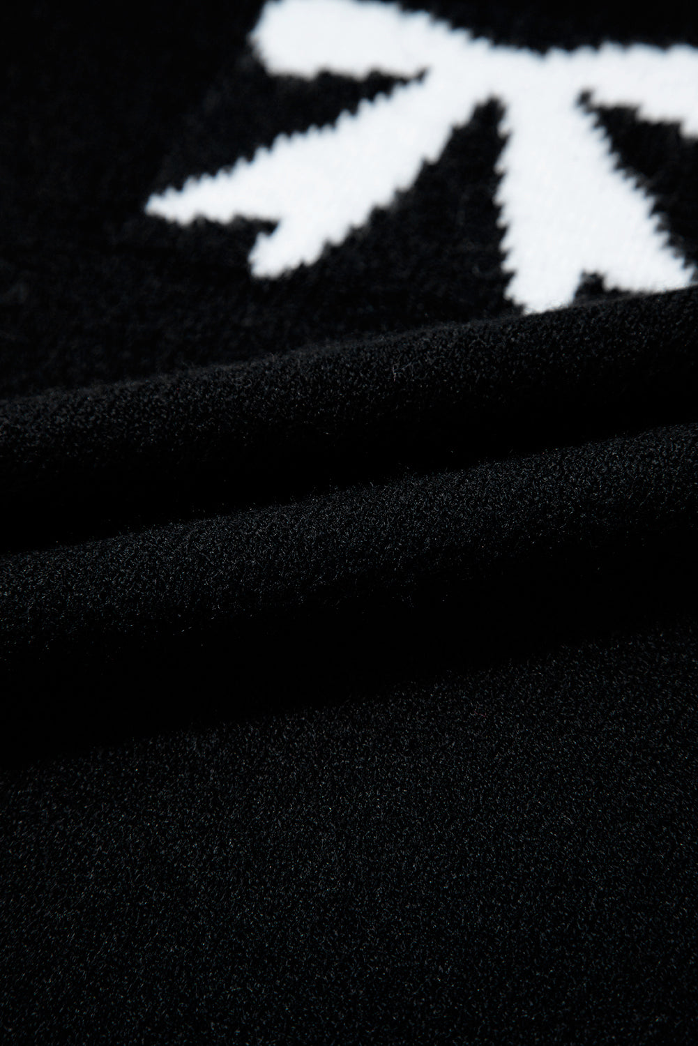 Bow Pattern Knit Short Sleeve Black Sweater eAura