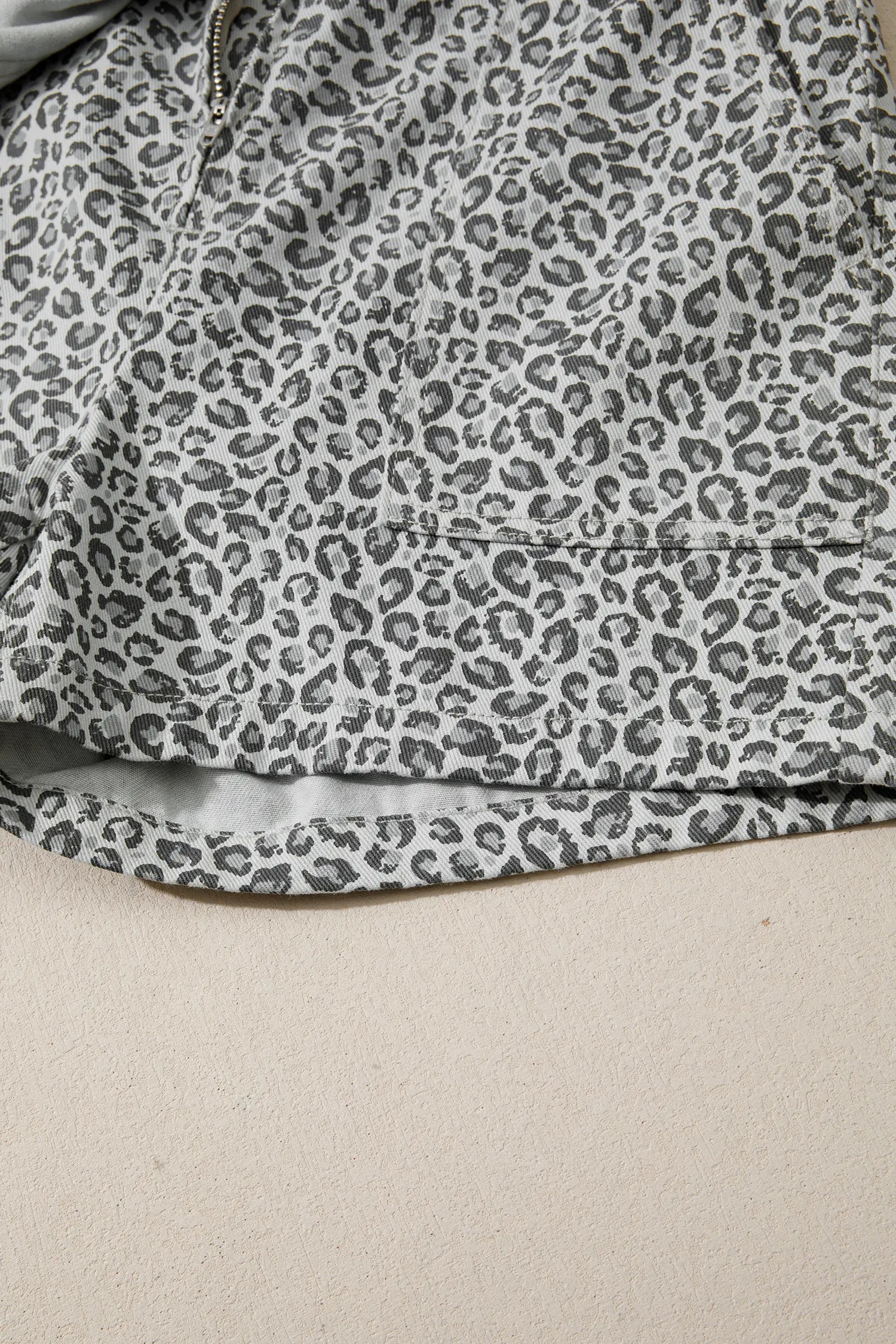 Gray Leopard Print Wrap Front Denim Shorts