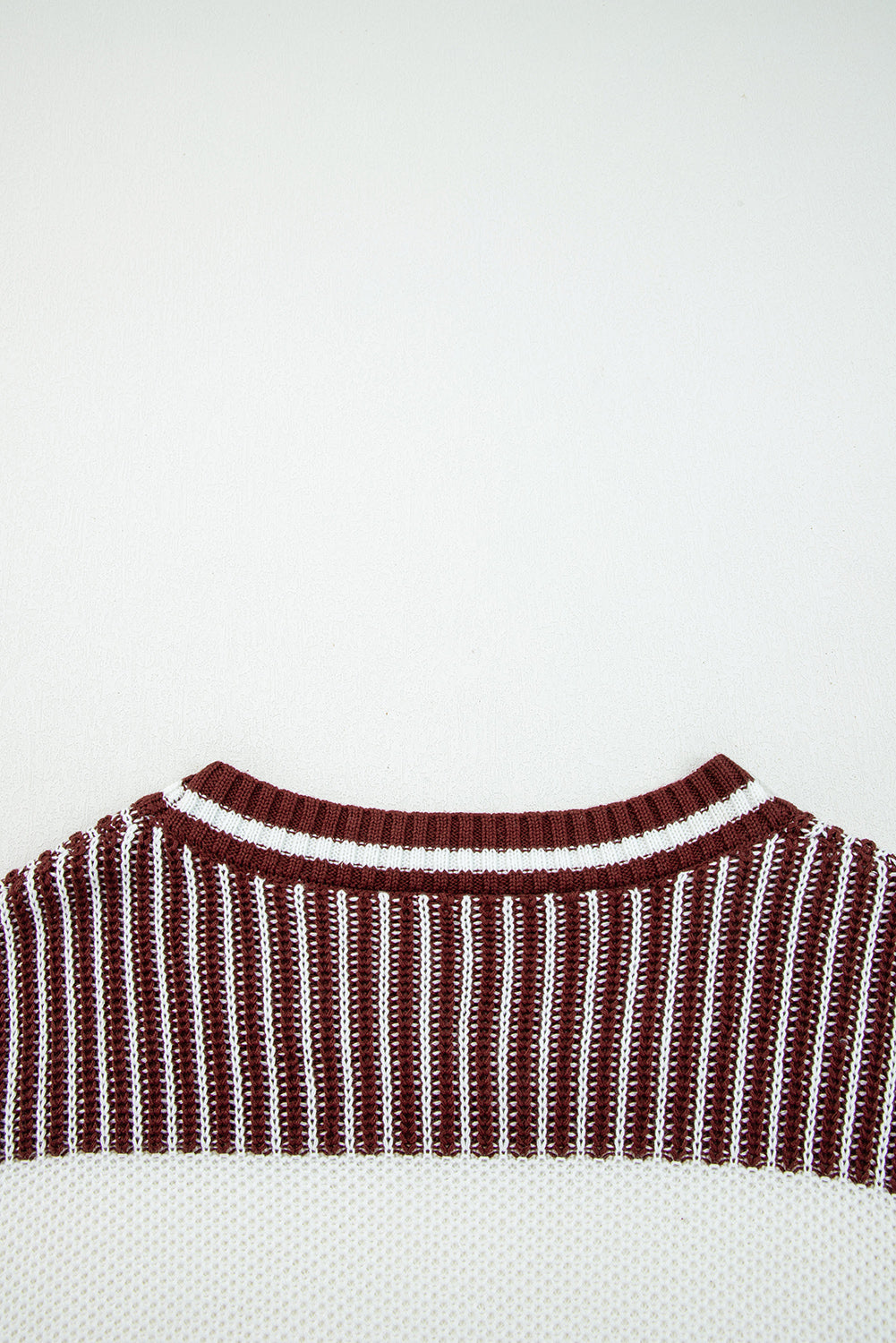 Two Tone Striped Patchwork Drop Shoulder Oversized Sweater - eAura