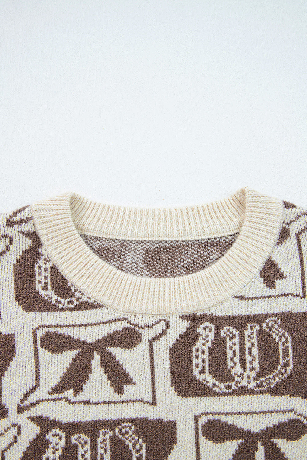 Bows & Horseshoes Pattern Western Fashion Print Sweater eAura