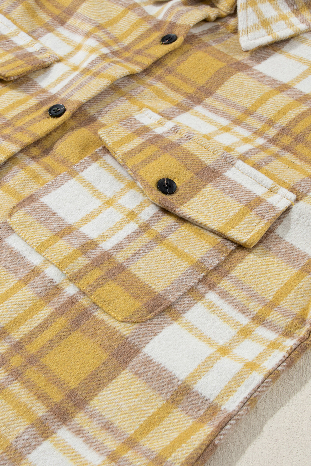 Yellow Plaid Flap Pocket Long Sleeve Shacket Beagle Boutique Fashion Outlet