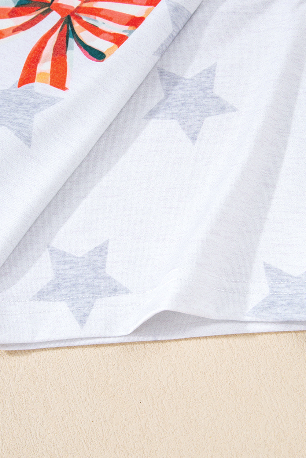 Khaki Patriotic Flag Bow Graphic Starry Round Neck T Shirt - eAura