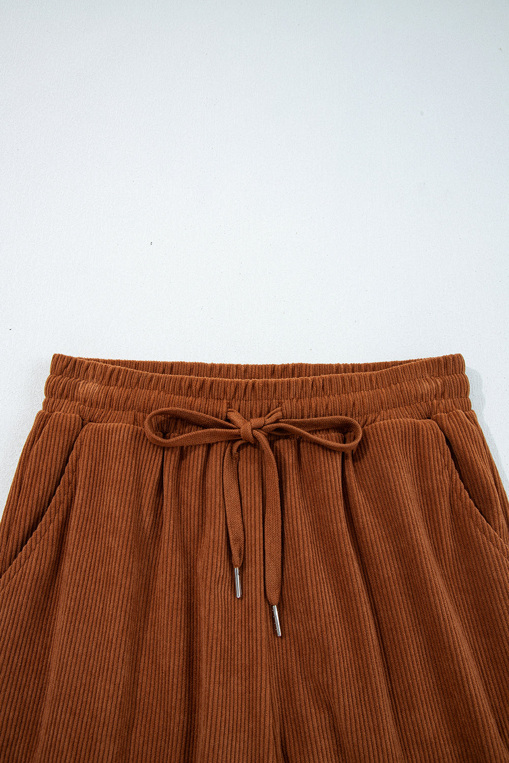 Drawstring Elastic Waist Casual Soft Corduroy Pants - eAura