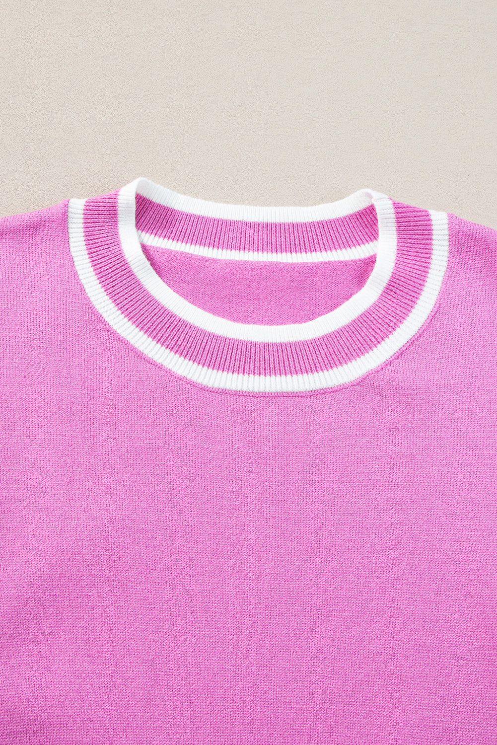 Bonbon Edge Piping Ruffled Sleeve Round Neck Knit Top eAura