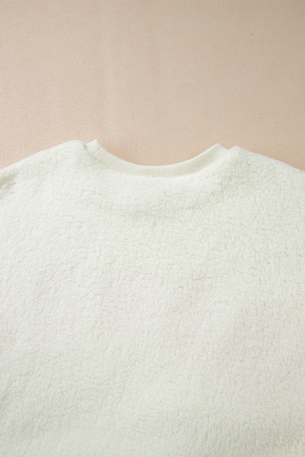 Beige Sherpa HOWDY Patched Pullover Sweatshirt eAura