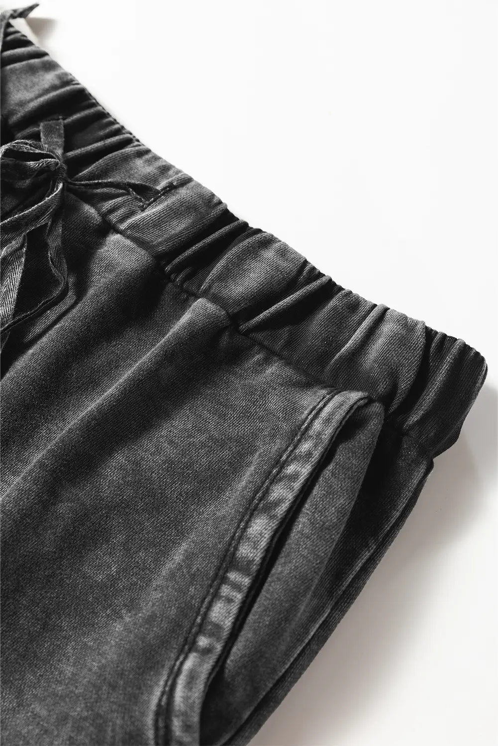 Vineyard Green Mineral Wash Tiered Wide Leg Patchwork Drawstring Pants