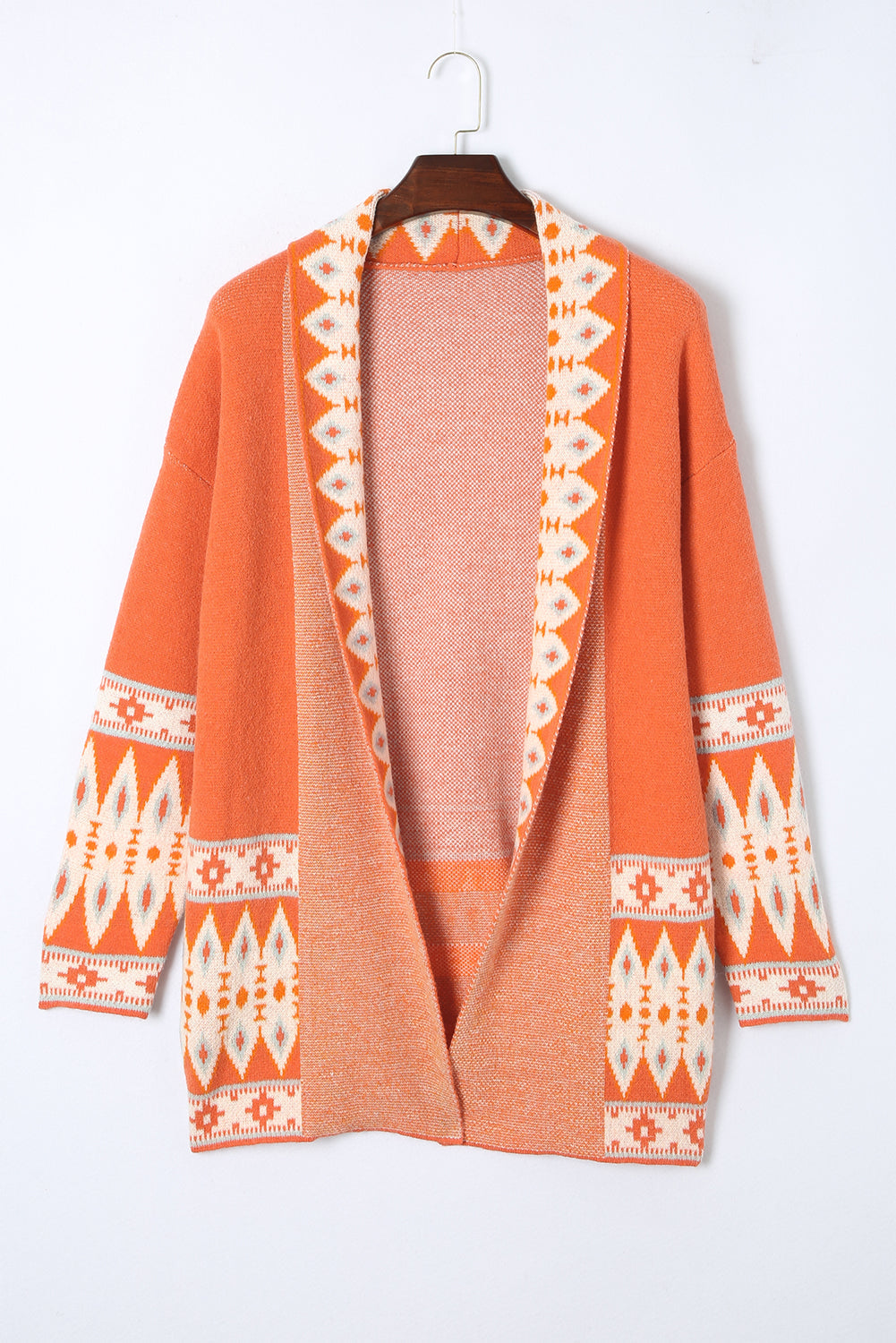 Aztec Print Open Front Knitted Cardigan BB Fashion Outlet