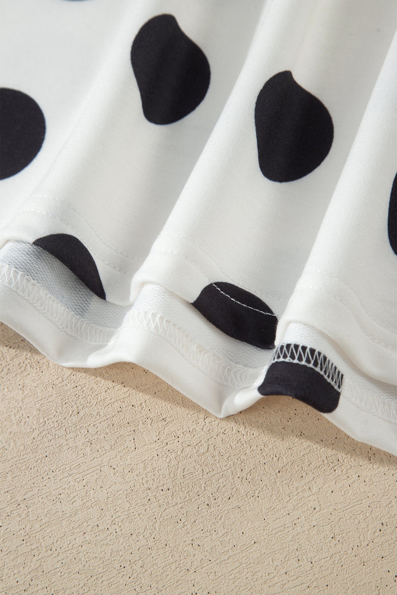 Polka Dot Short Sleeve Top Casual Skort 2pcs Outfit – White