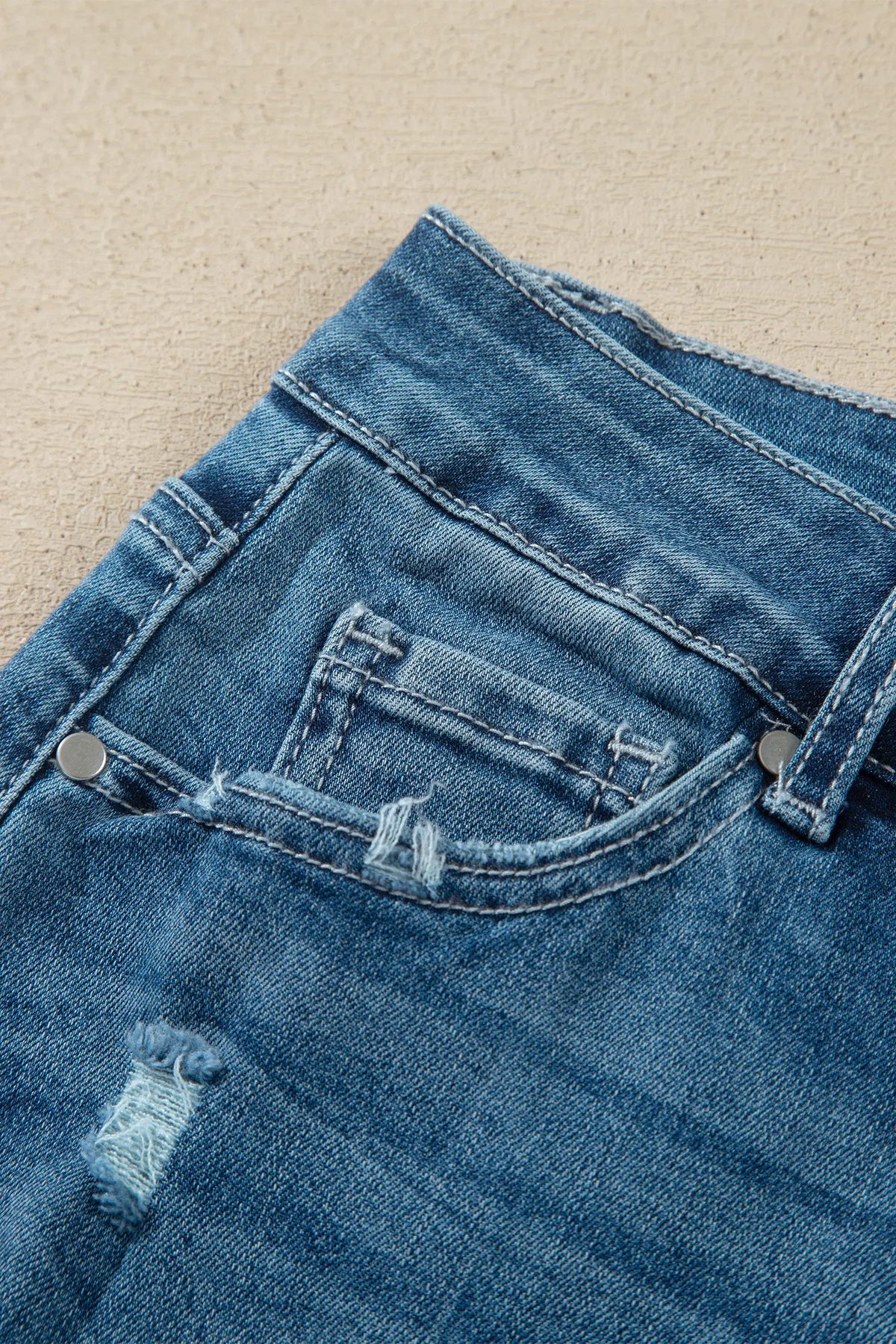 Ashleigh Blue High Waist Frayed Hem Flare Jeans – Dark Blue