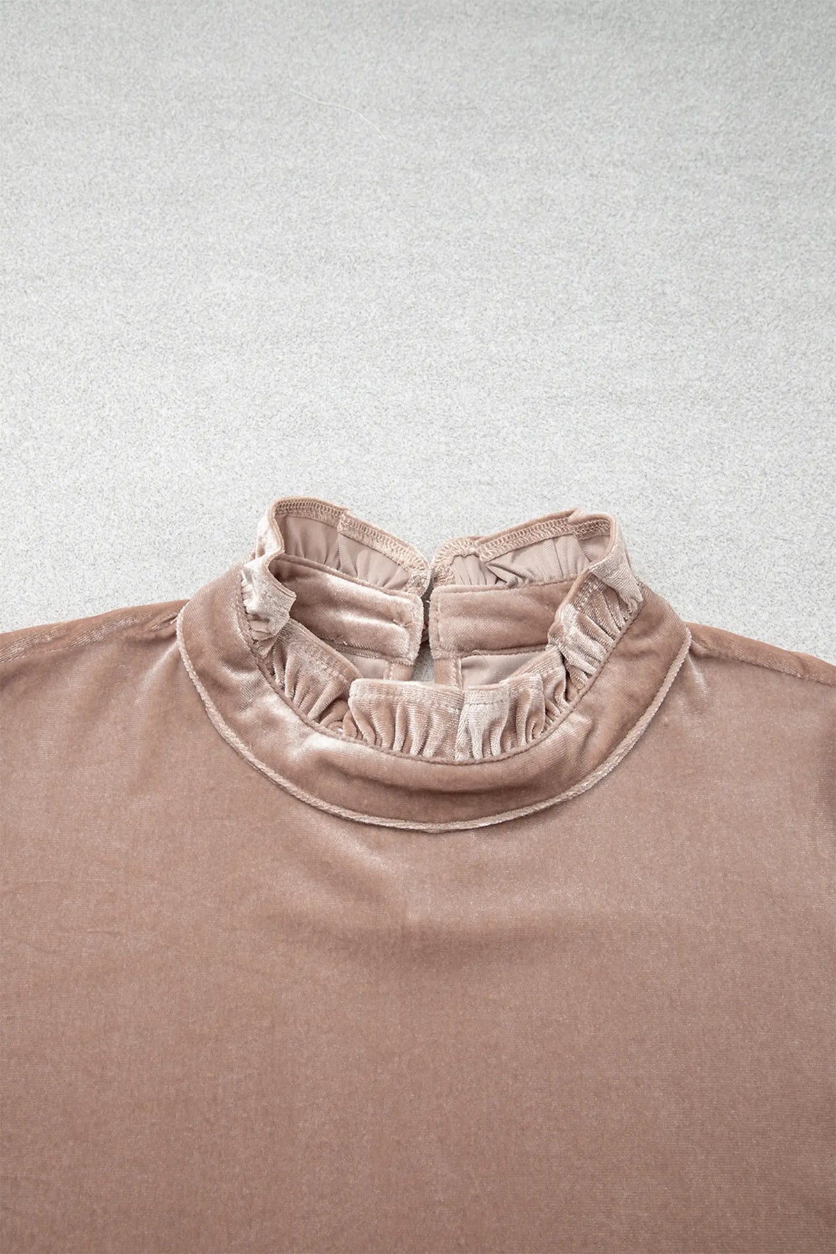 Velvet Top Western Style Long Sleeve Stand Neck