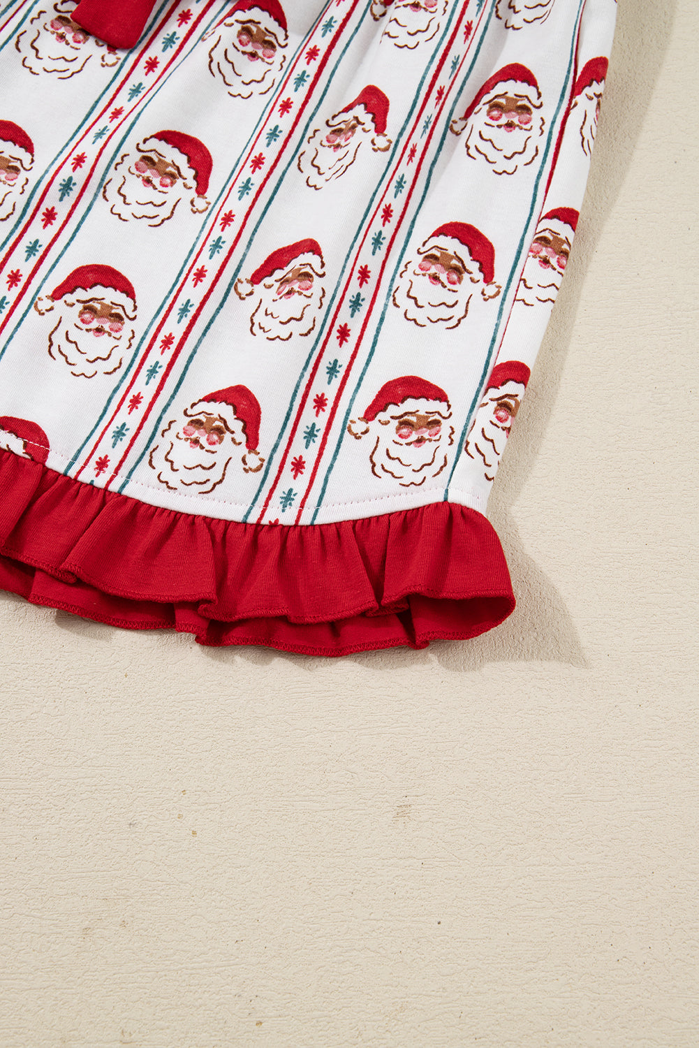 White Santa & Stripes Ruffle Pyjama Shorts Set - eAura
