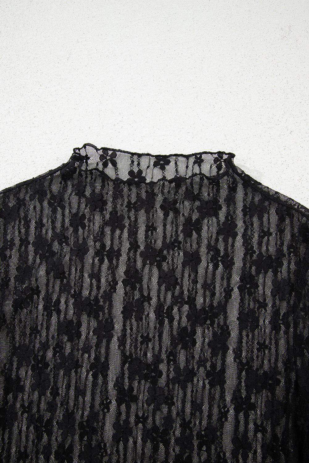 Sheer Floral Lace Long Sleeve Slim Fit Top eAura