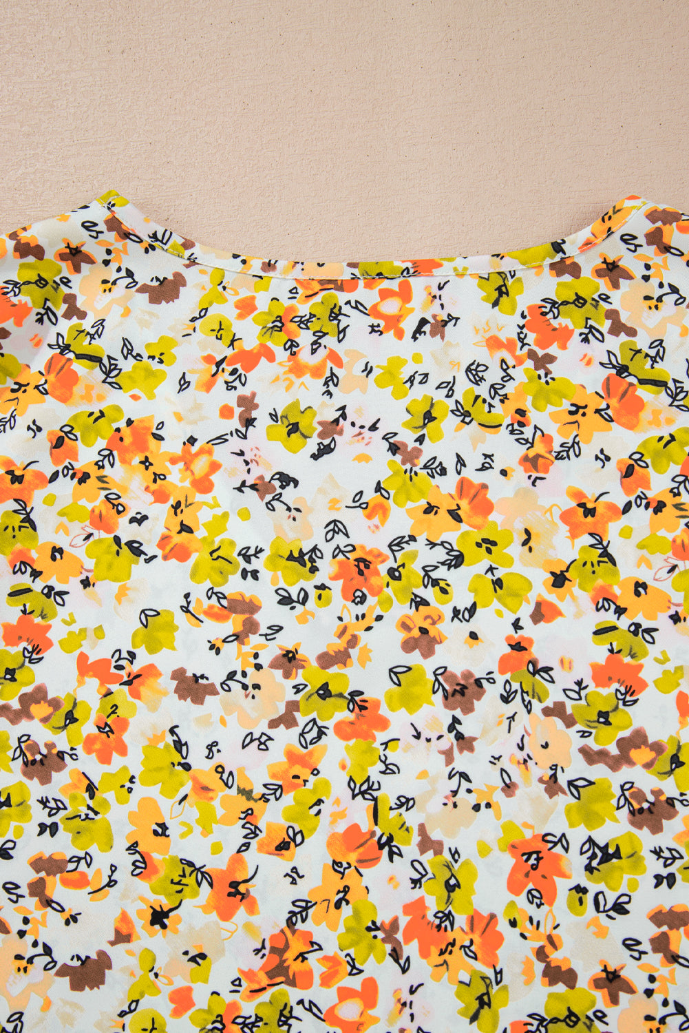 Green Floral Print Ruffled Sleeveless V Neck Tank Top eAura