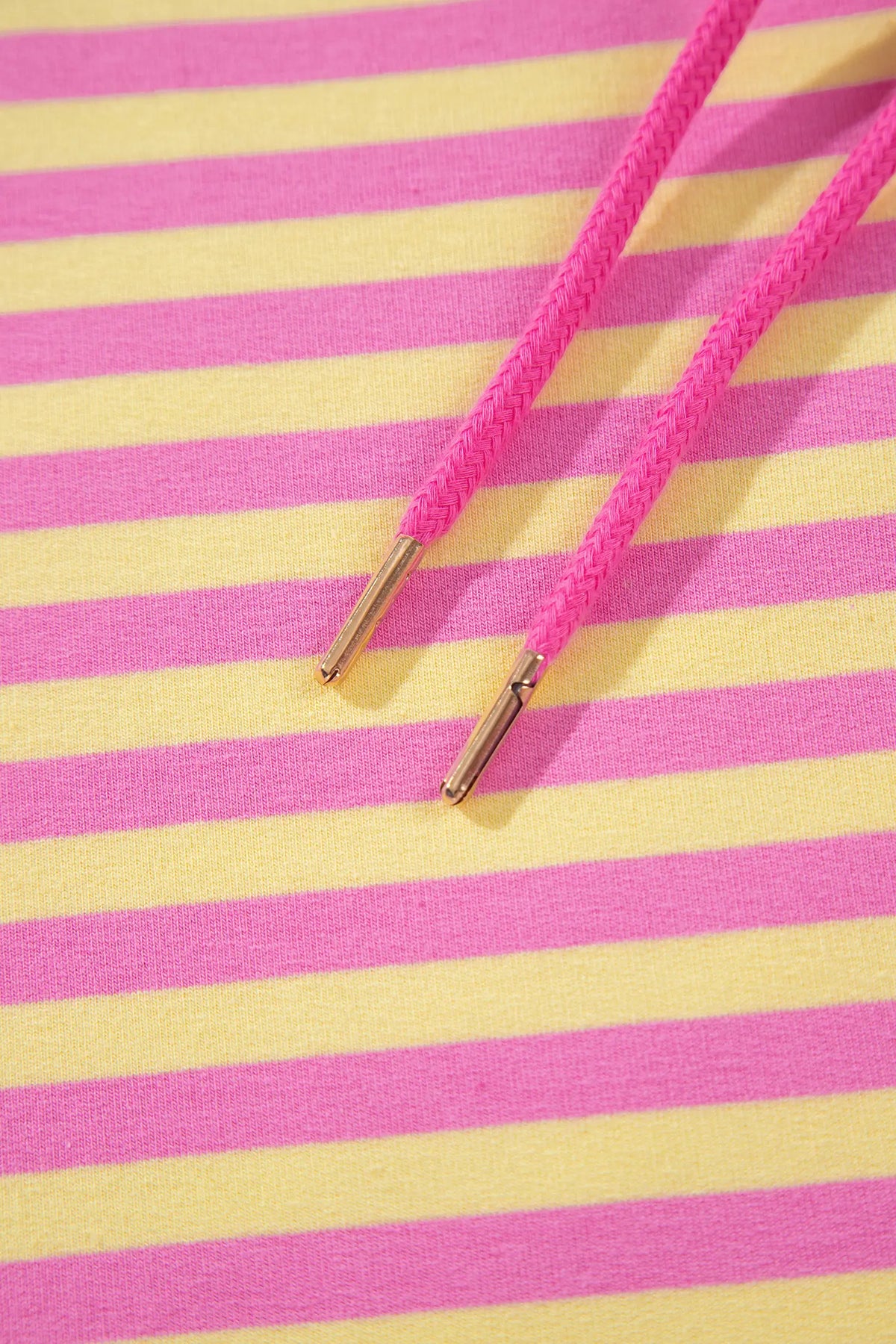 Striped Long Sleeve Zip-Up Hoodie Drawstring Elastic Waist 2pcs Short Set – Rose Red