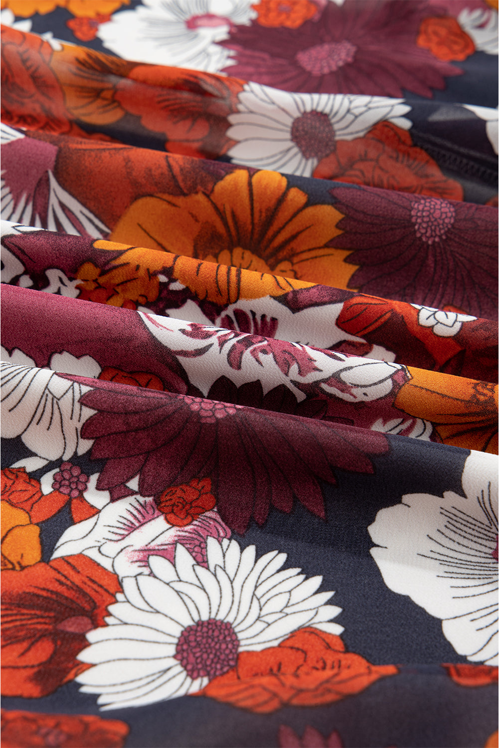 Floral Print Wrap V-Neck Puff Sleeve Flowy Mini Dress - eAura