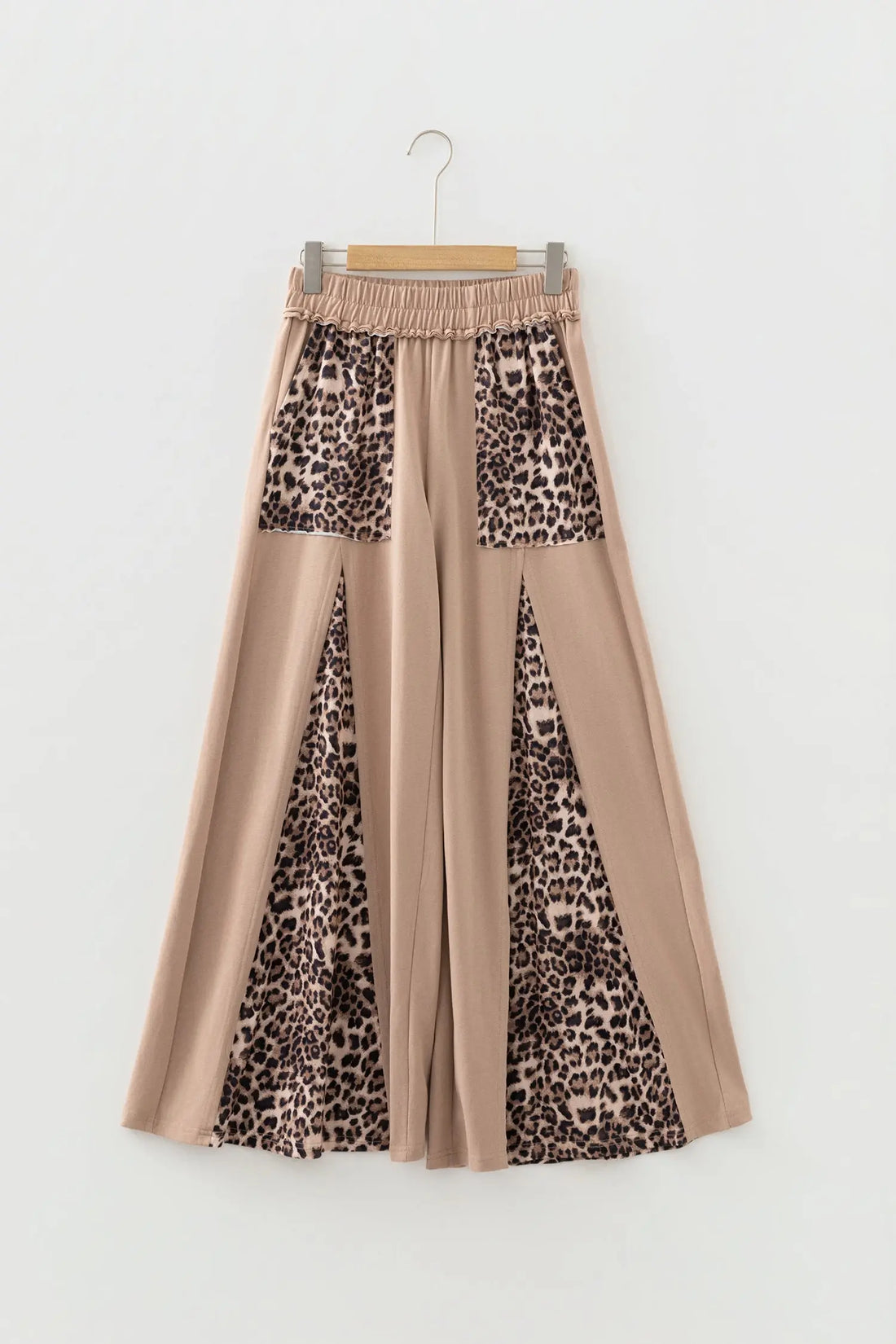 Mineral Wash Leopard Patchwork Wide Leg Trousers - Bottoms/Wide