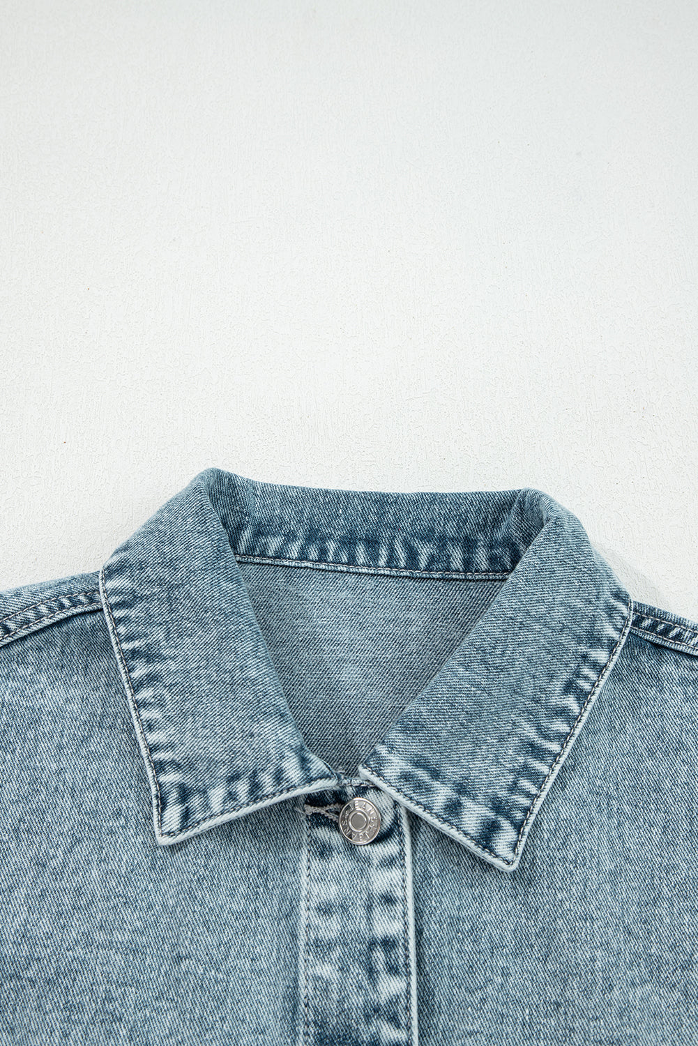 Button Flap Pocket Frayed Detail Denim Vest eAura