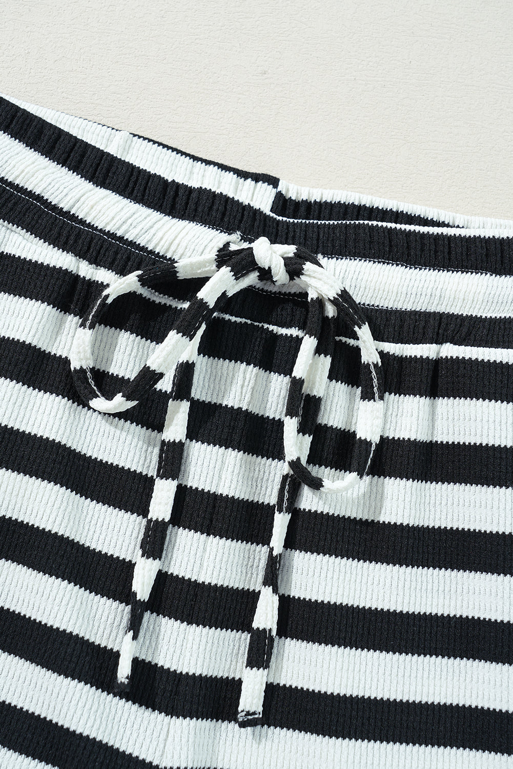 Black Stripe Lace-up Waist Casual Flared Trousers BB Fashion Outlet