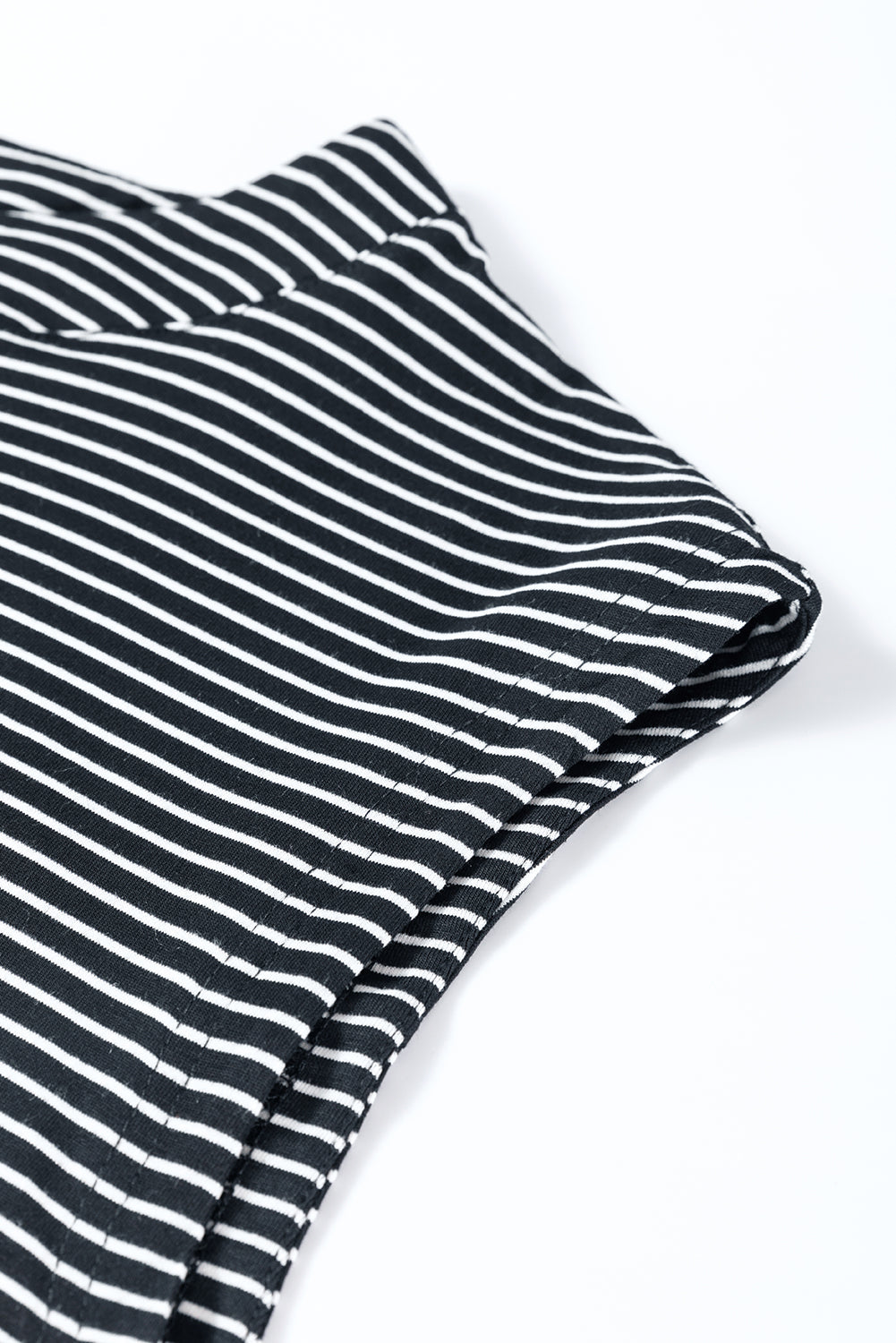 Black white Striped Print Buttoned Wide Leg Sleeveless Jumpsuit eAura