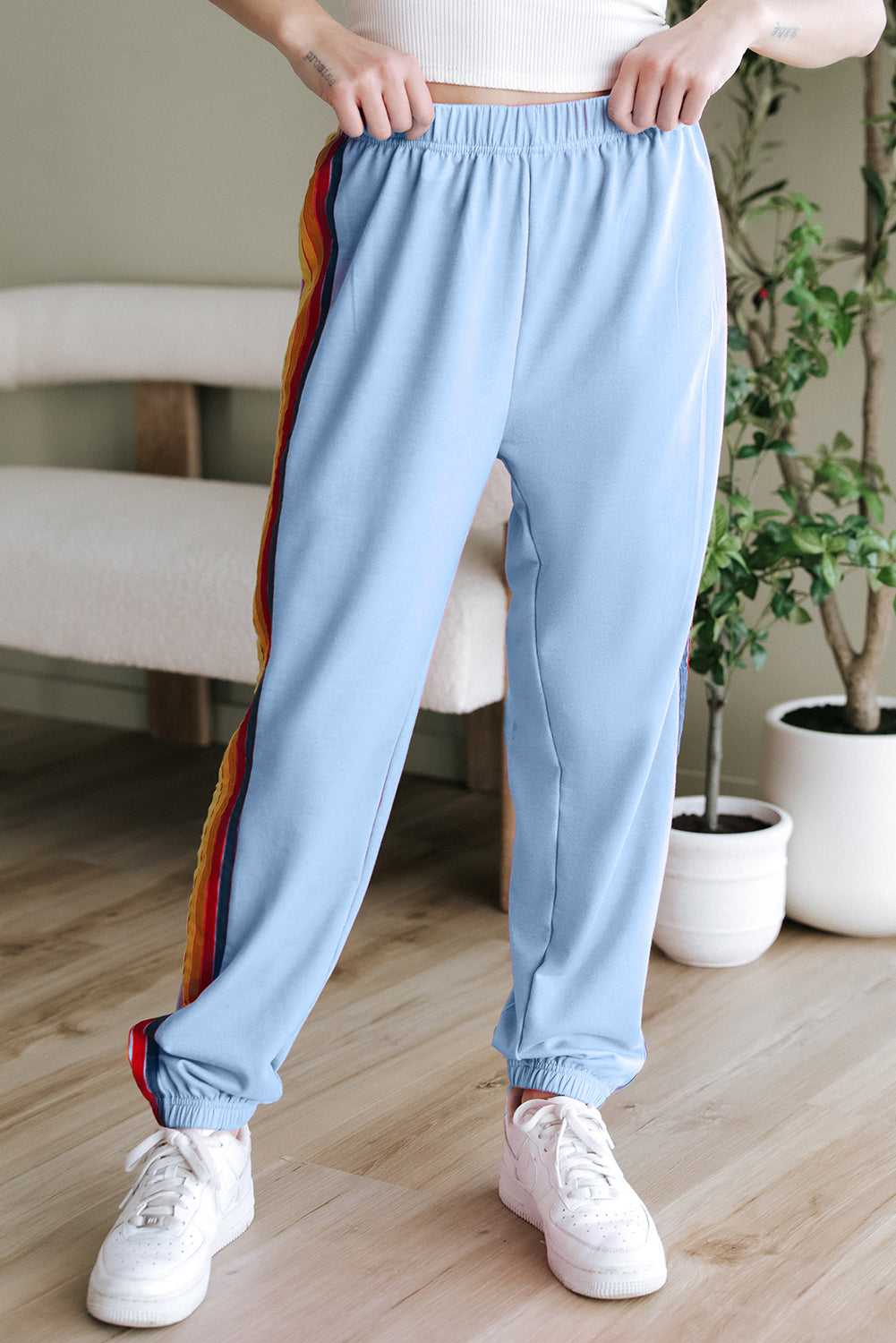 Light Blue Counting Rainbows High Waist SweatTrousers eAura