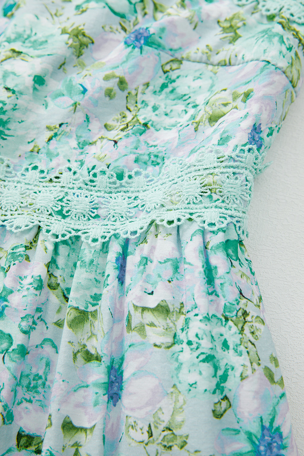 Rose Floral Lace Tied Strap Empire Waist Maxi Dress eAura