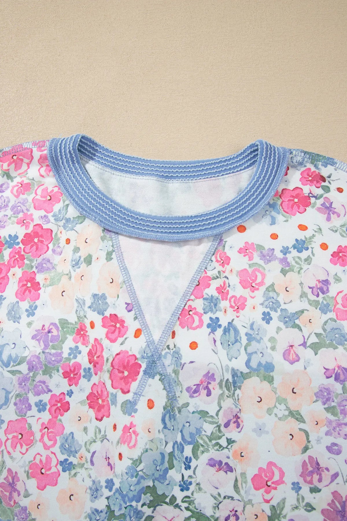 Floral Print Round Neck Long Sleeve Top – Multicolour