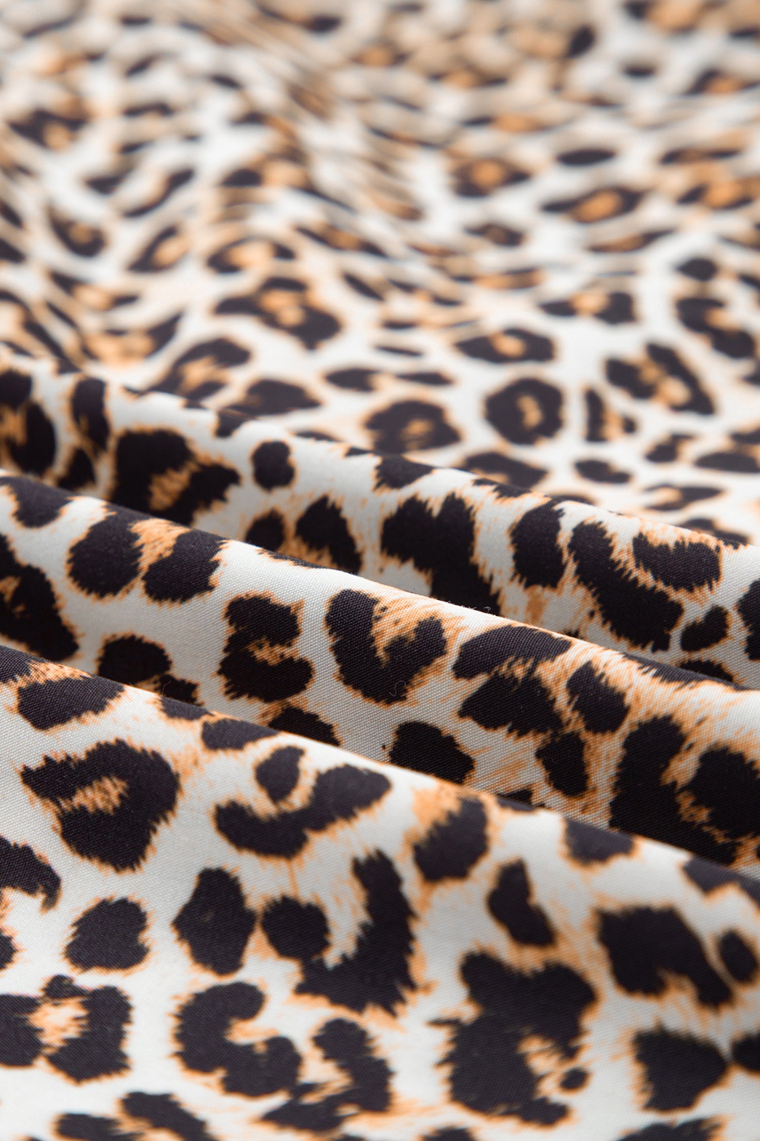Multicolour Button Striped Collar Leopard Print Long Sleeve Dress