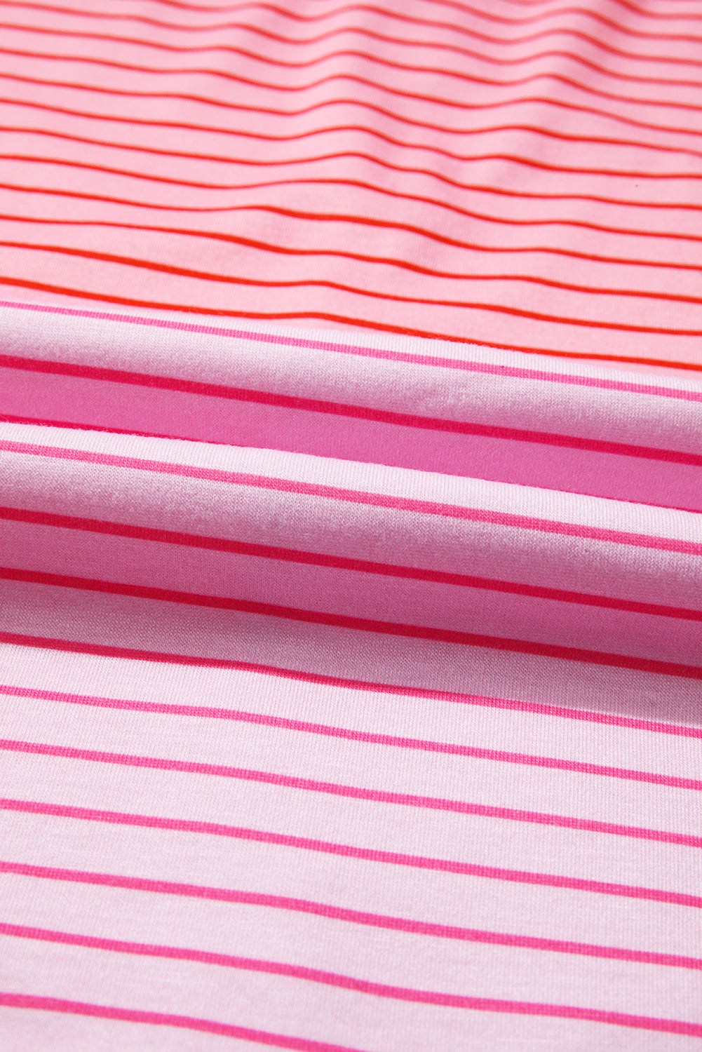 Pink Striped Exposed Seam Casual Long Sleeve Top eAura
