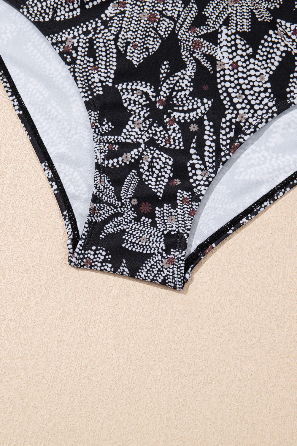 Black Abstract Printed Buckle Crossed Straps Skirted Tankini 2pcs Swimsuit eAura
