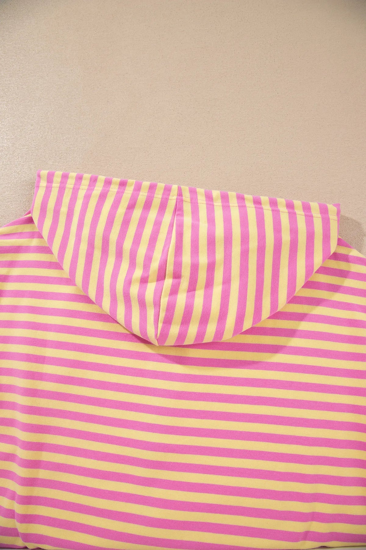 Striped Long Sleeve Zip-Up Hoodie Drawstring Elastic Waist 2pcs Short Set – Rose Red