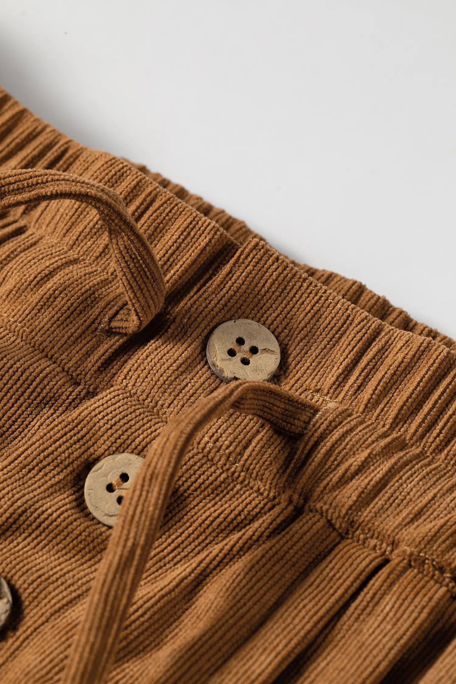 Thai Curry Elastic Waist Wooden Button Placket Ankle Length Wide Leg Pants