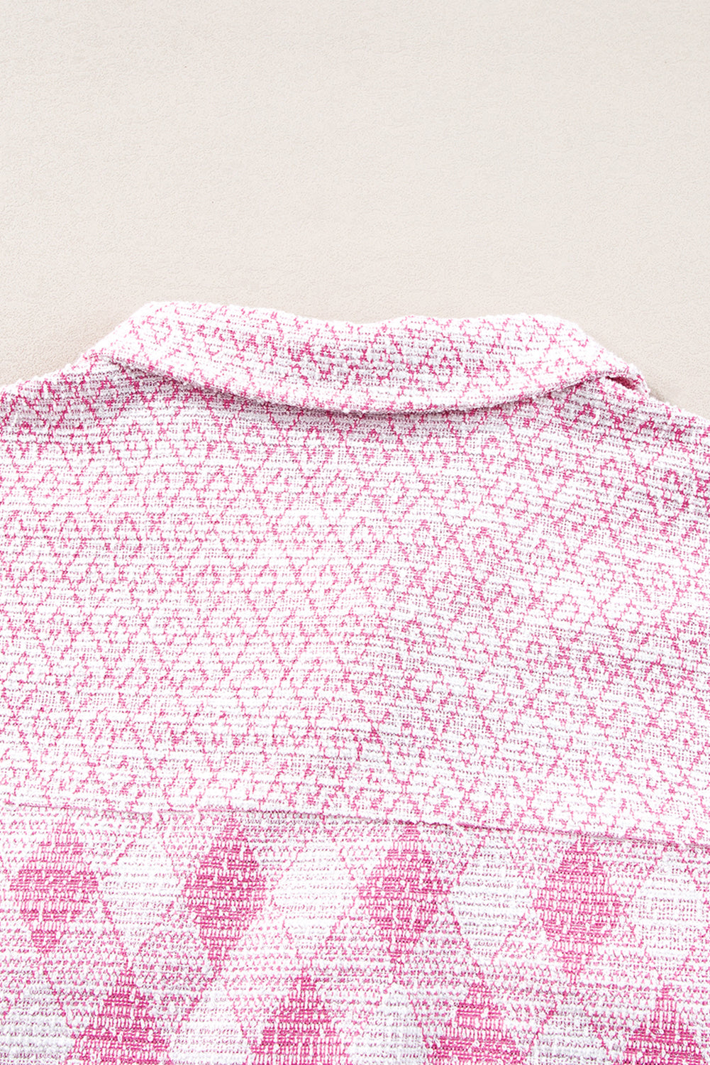Delicacy Geometric Print Textured Flap Detail Shacket with Pocket Beagle Boutique Fashion Outlet