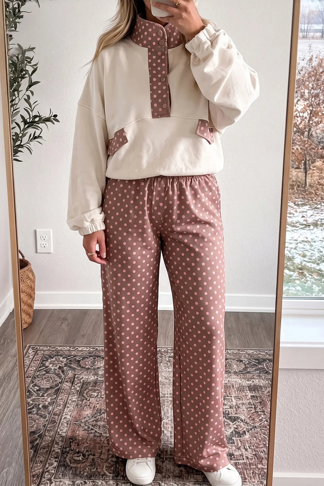 Polka Dot Printed Casual Loose Pants