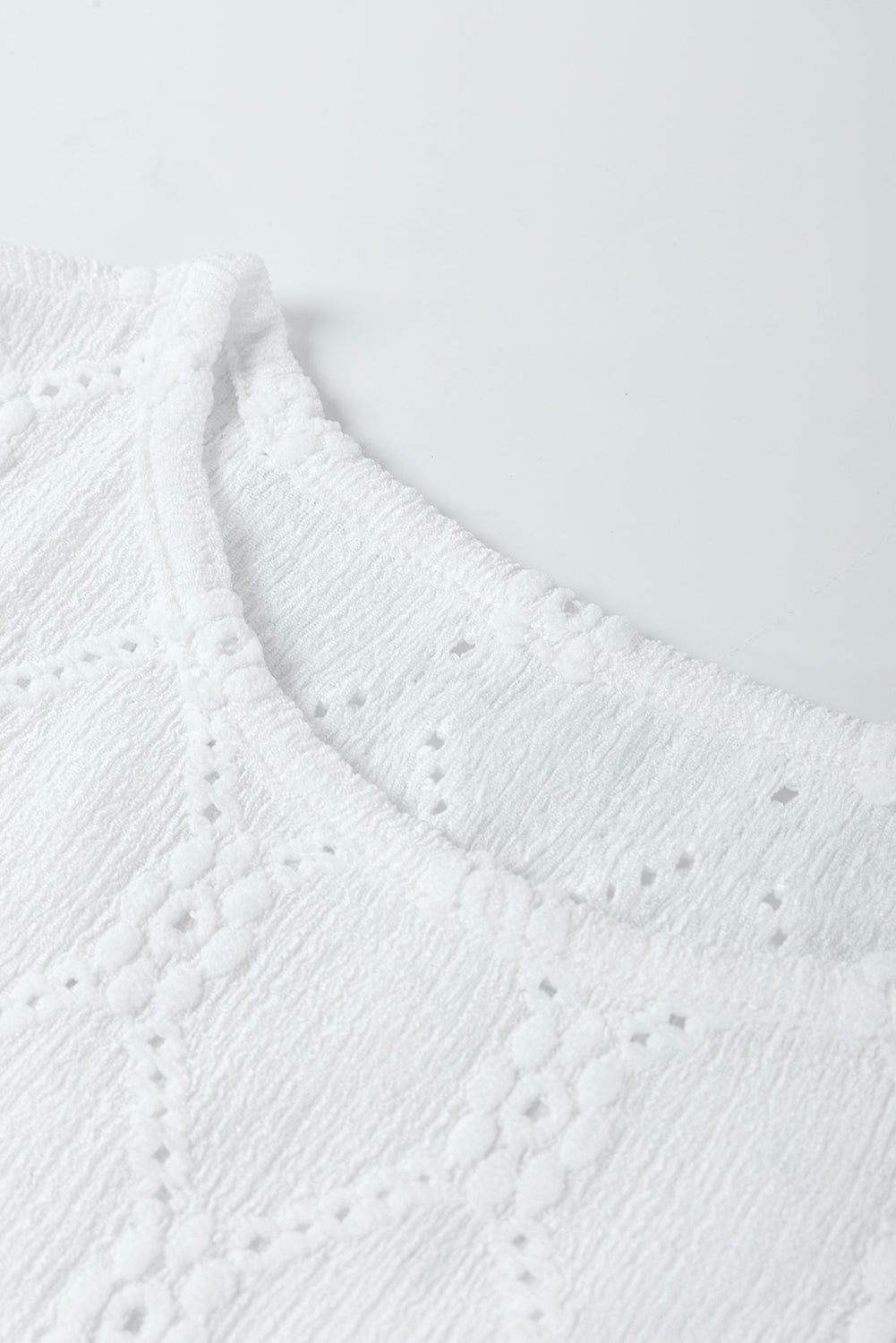 Floral Geometric Textured Button Short Sleeve Top
